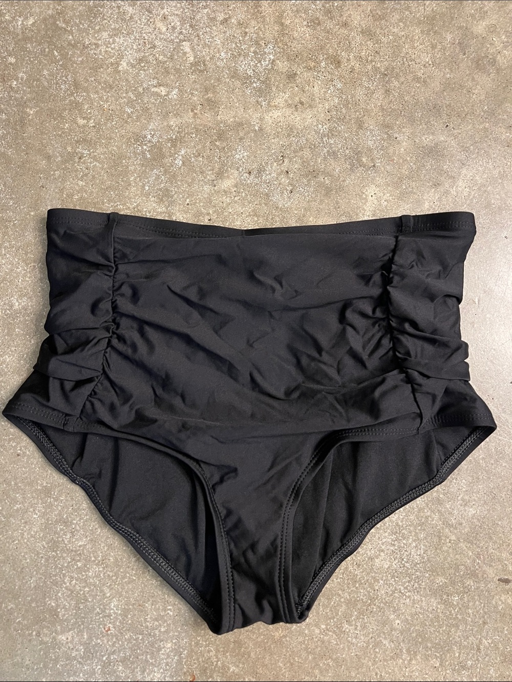 Gianni Bini Black High-Waist Ruched Swim Briefs